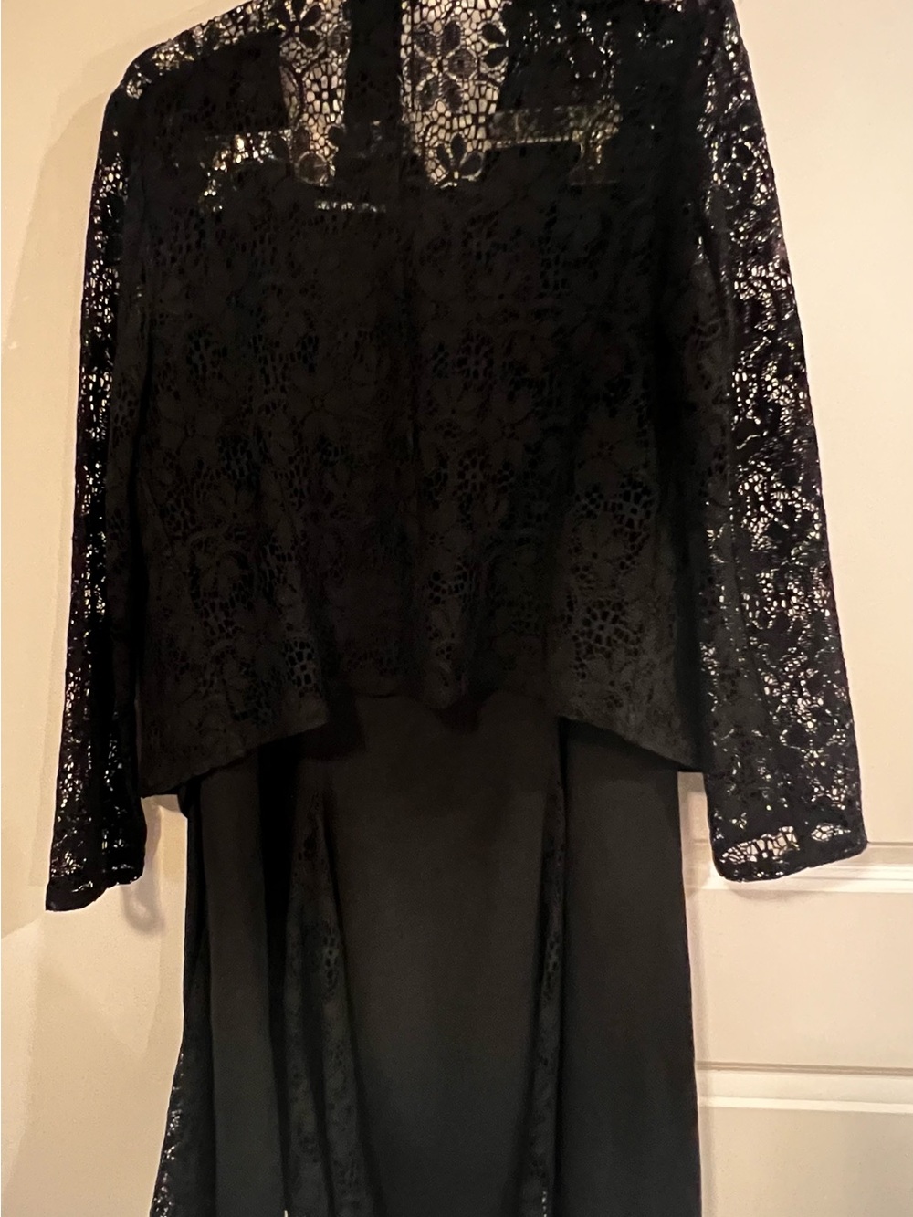 Black Lace 3-Piece Jacket Tank & Skirt Set Elegant Special Occasion